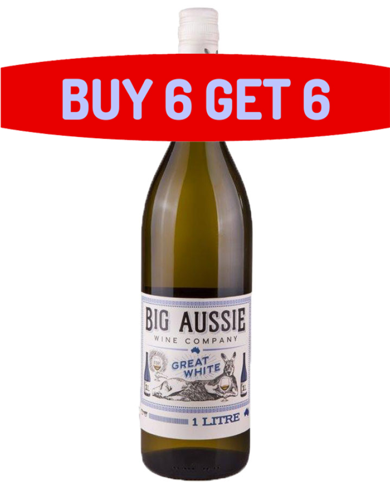 Buy 6 Get 6 Free - Big Aussie Wine Co. Great White 1L